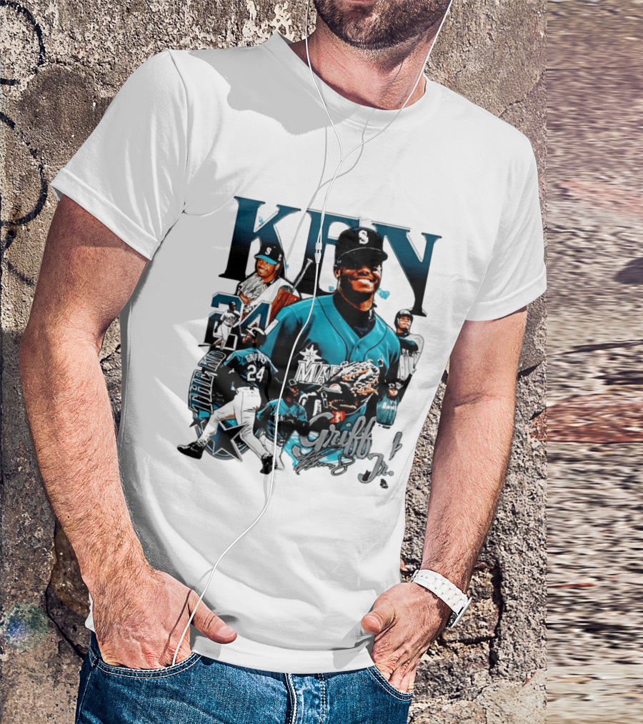 Ken Griffey Jr Seattle Mariners The Kid 24 Legendary Collage T-Shirt