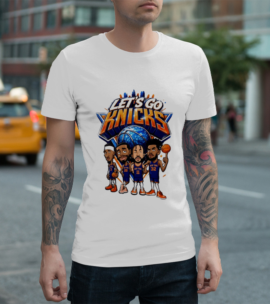 Let's Go Knicks New York Basketball Players Cartoon 2026 T-Shirt