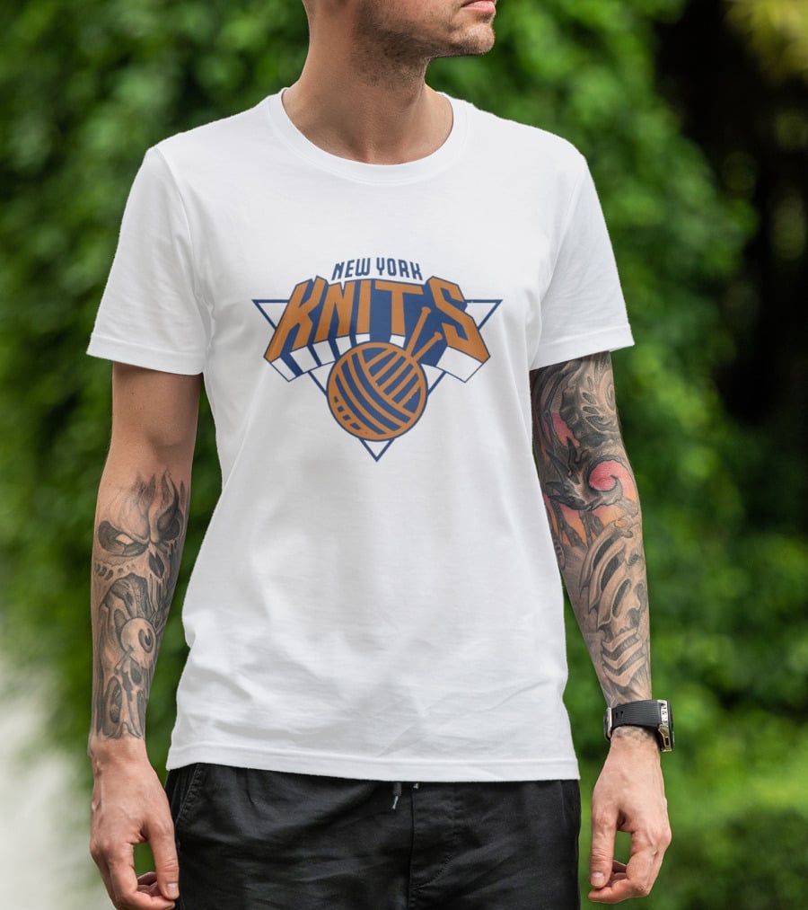 New York Knits Basketball Yarn Logo NY Knicks T-Shirt