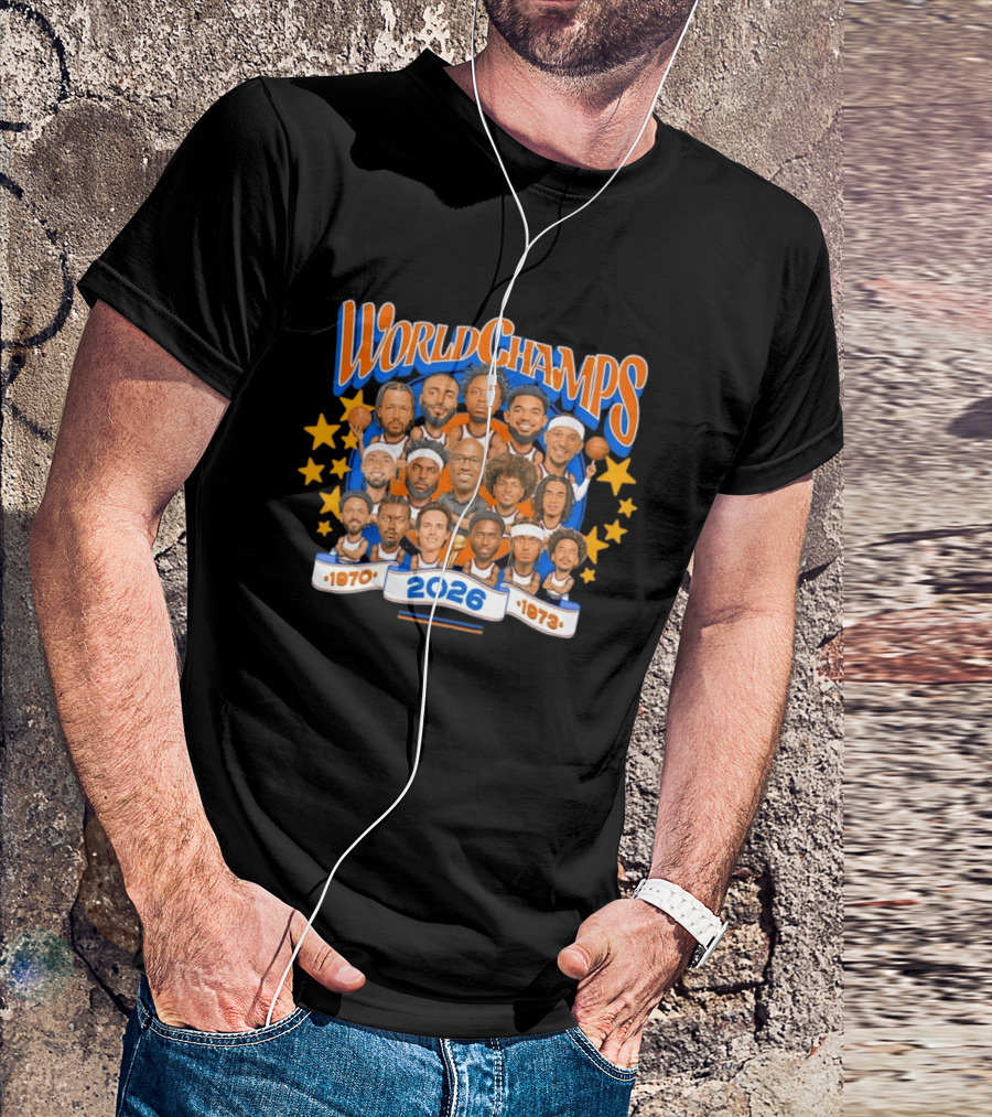 World Champs 2026 New York Knicks Team Caricature 1970 1973 T-Shirt