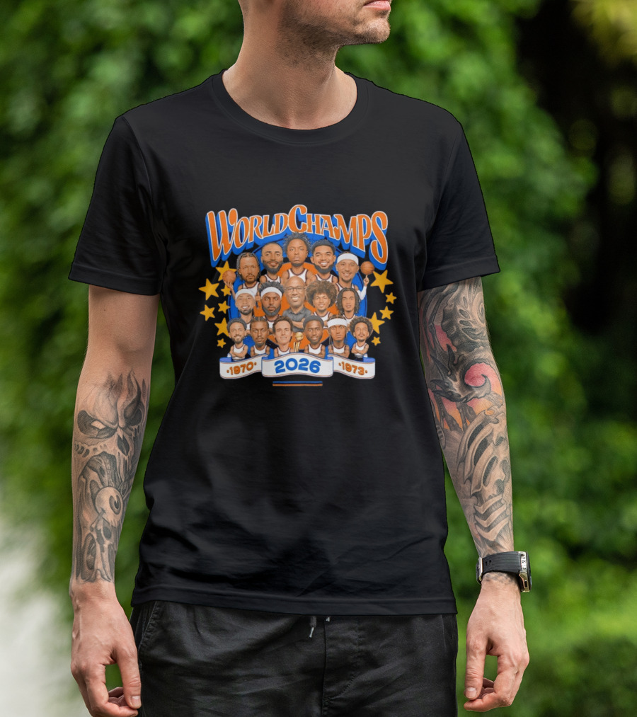 World Champs 2026 New York Knicks Team Caricature 1970 1973 T-Shirt