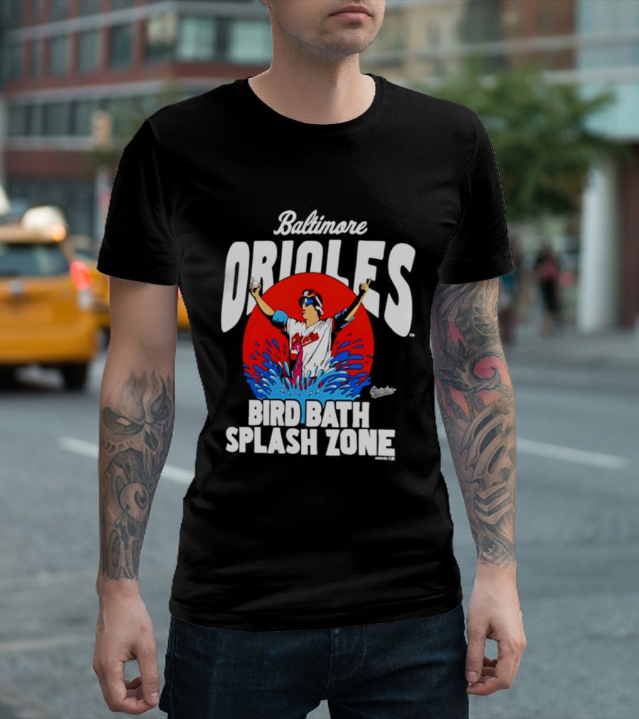 Baltimore Orioles Bird Bath Splash Zone Baseball Celebration T-Shirt