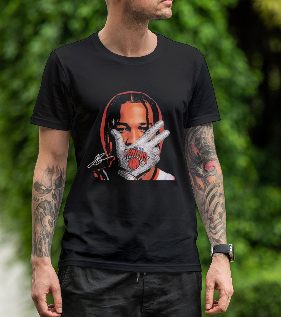New York Knicks Jalen Brunson Iceman Signature Glove T-Shirt