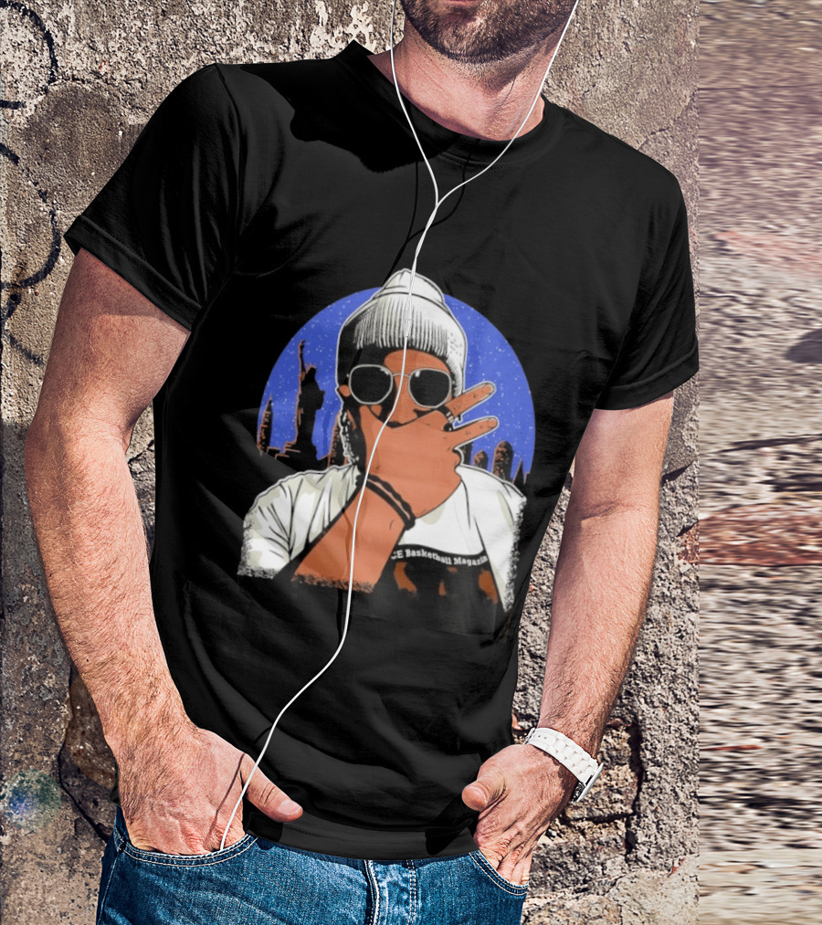 Jalen Brunson's Dad Celly Peace Sign NYC Skyline Basketball Magazine T-Shirt