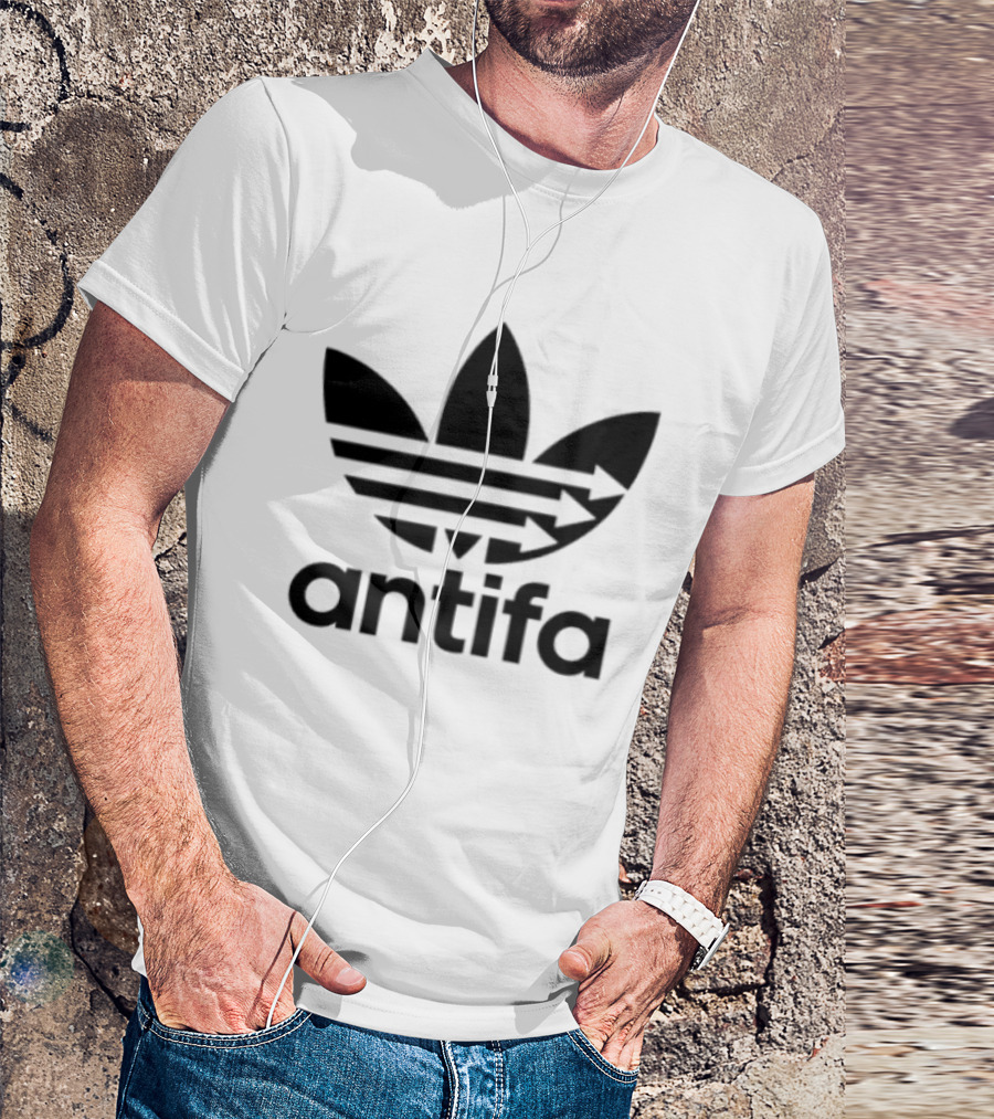 Antifa Black Symbol With Three Arrows Stripes T-Shirt