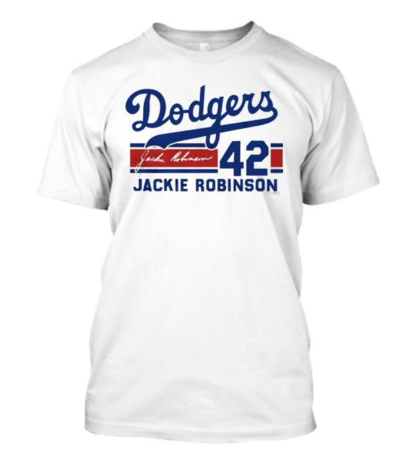 Brooklyn Dodgers 42 Jackie Robinson Signature T-Shirt