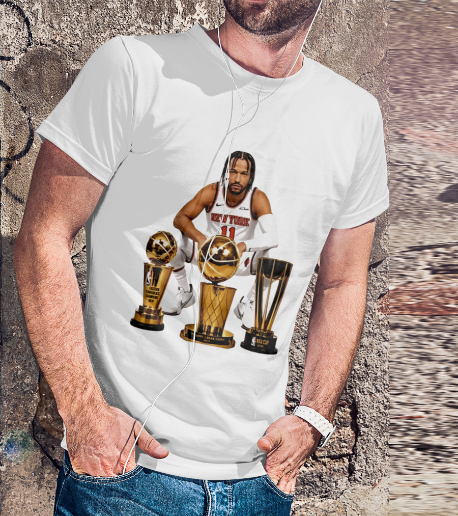 New York Knicks Jalen Brunson 11 Trophy Collection NBA Champions T-Shirt