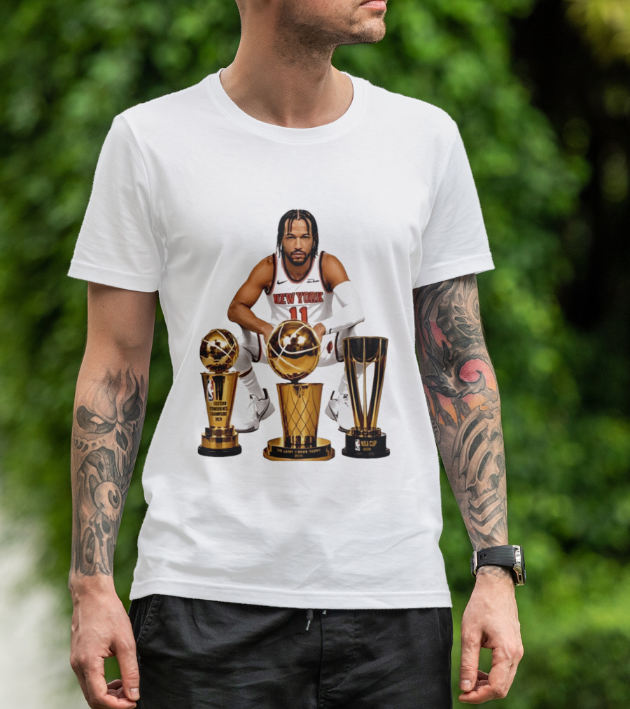 New York Knicks Jalen Brunson 11 Trophy Collection NBA Champions T-Shirt
