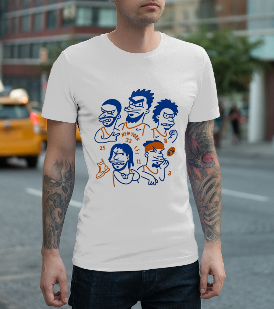 New York 32 Cartoon Characters Knicks 25 8 11 3 T-Shirt