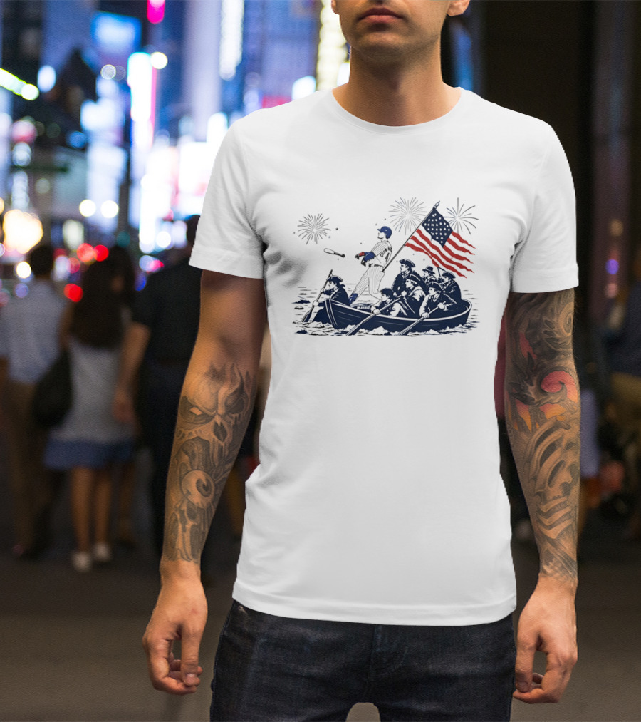 Chicago Cubs Patriotic Crossing The Delaware 4th Of July Meme T-Shirt