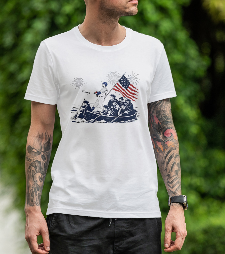 Chicago Cubs Patriotic Crossing The Delaware 4th Of July Meme T-Shirt