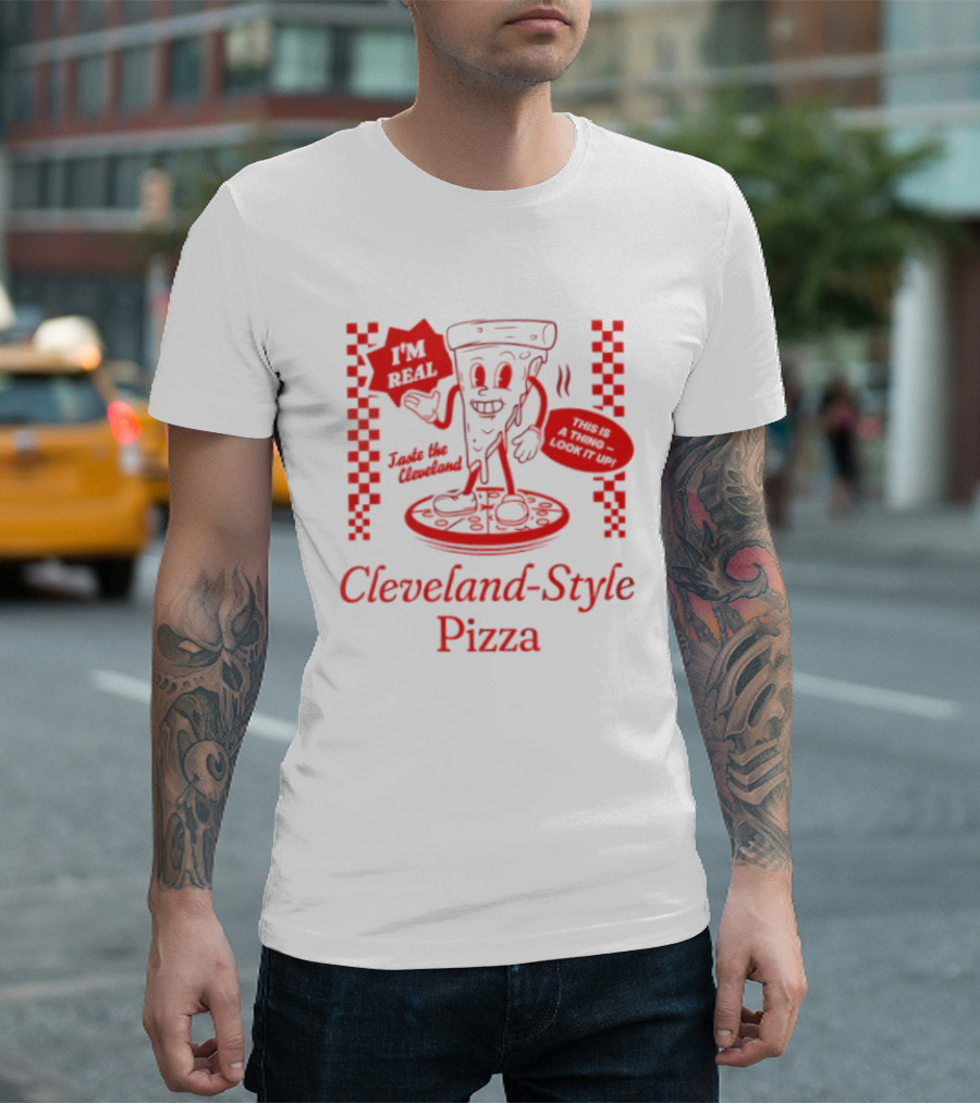 Cleveland Style Pizza I'm Hot Retro Football T-Shirt