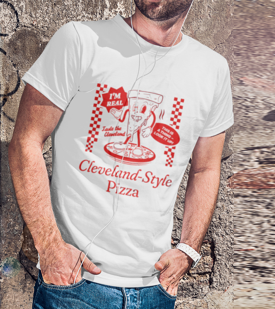 Cleveland Style Pizza I'm Hot Retro Football T-Shirt