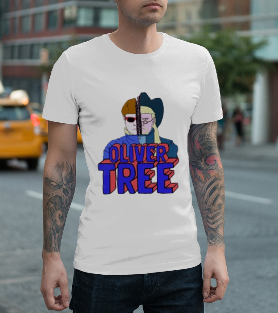 Oliver Tree Split Persona Sunglasses Half Cowboy Half Futuristic T-Shirt