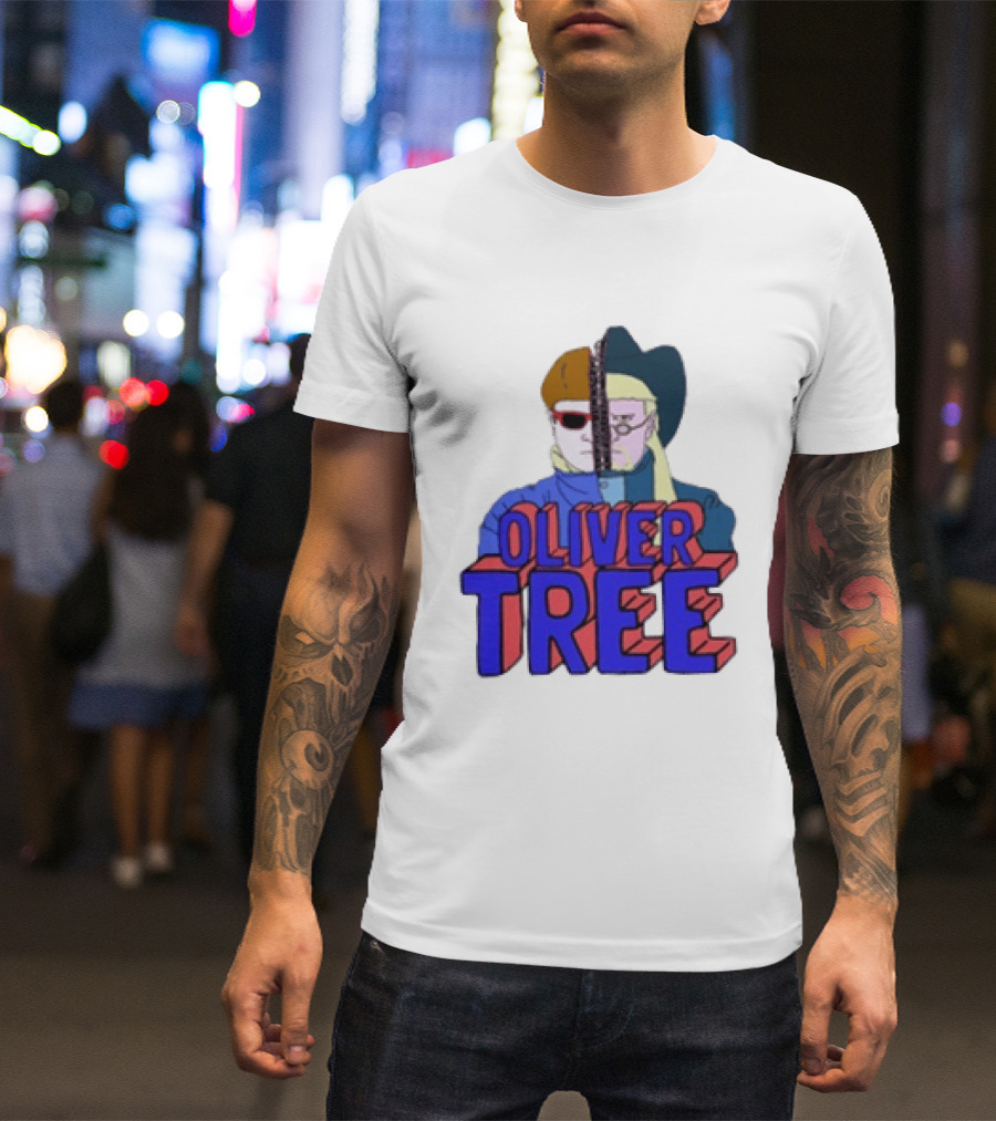 Oliver Tree Split Persona Sunglasses Half Cowboy Half Futuristic T-Shirt