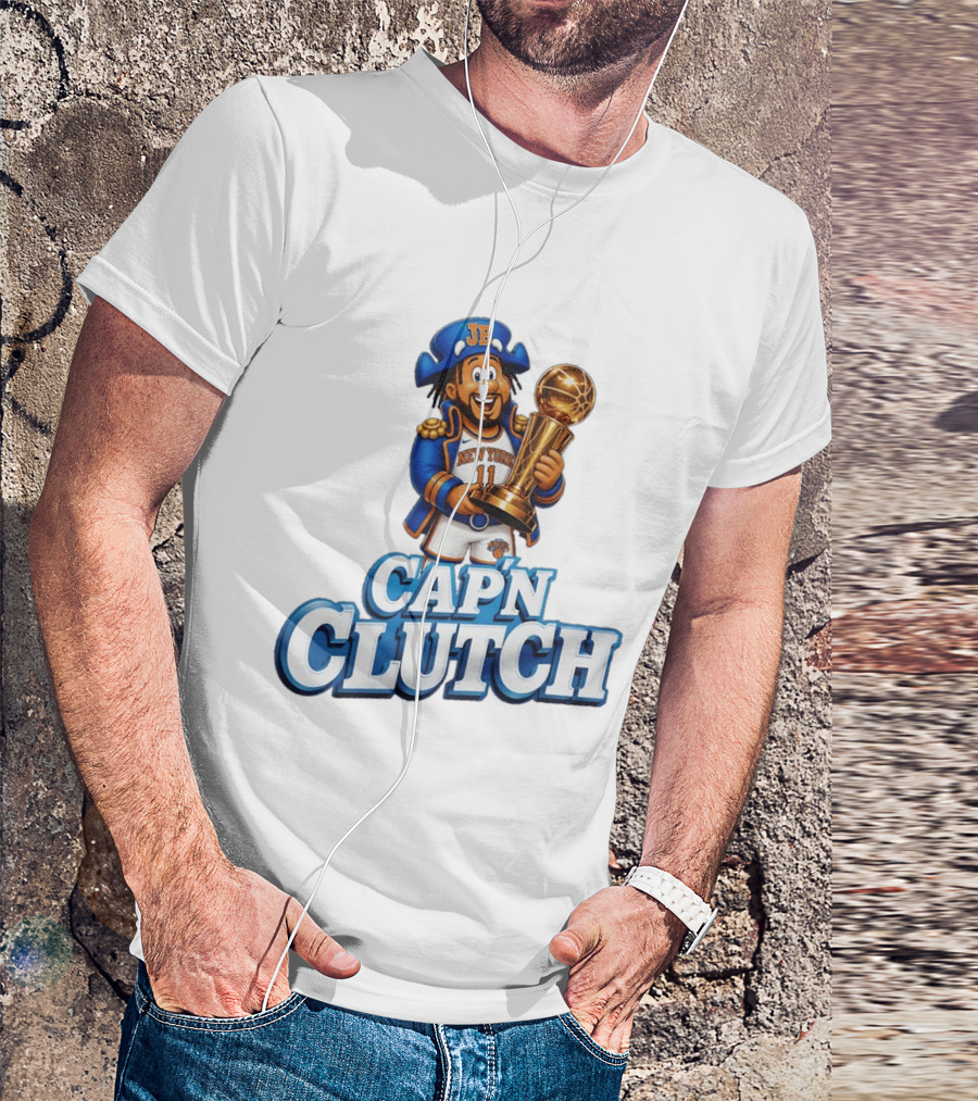 Jalen Brunson Capn Clutch New York Knicks Cartoon MVP T-Shirt