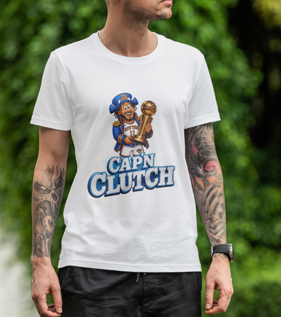 Jalen Brunson Capn Clutch New York Knicks Cartoon MVP T-Shirt