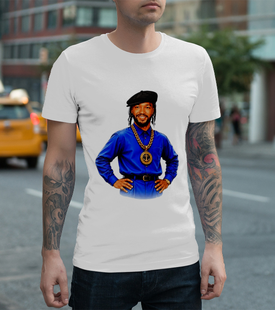Jalen Brunson NY Knicks Always Business Never Personal Anchor Chain Beret Outfit T-Shirt