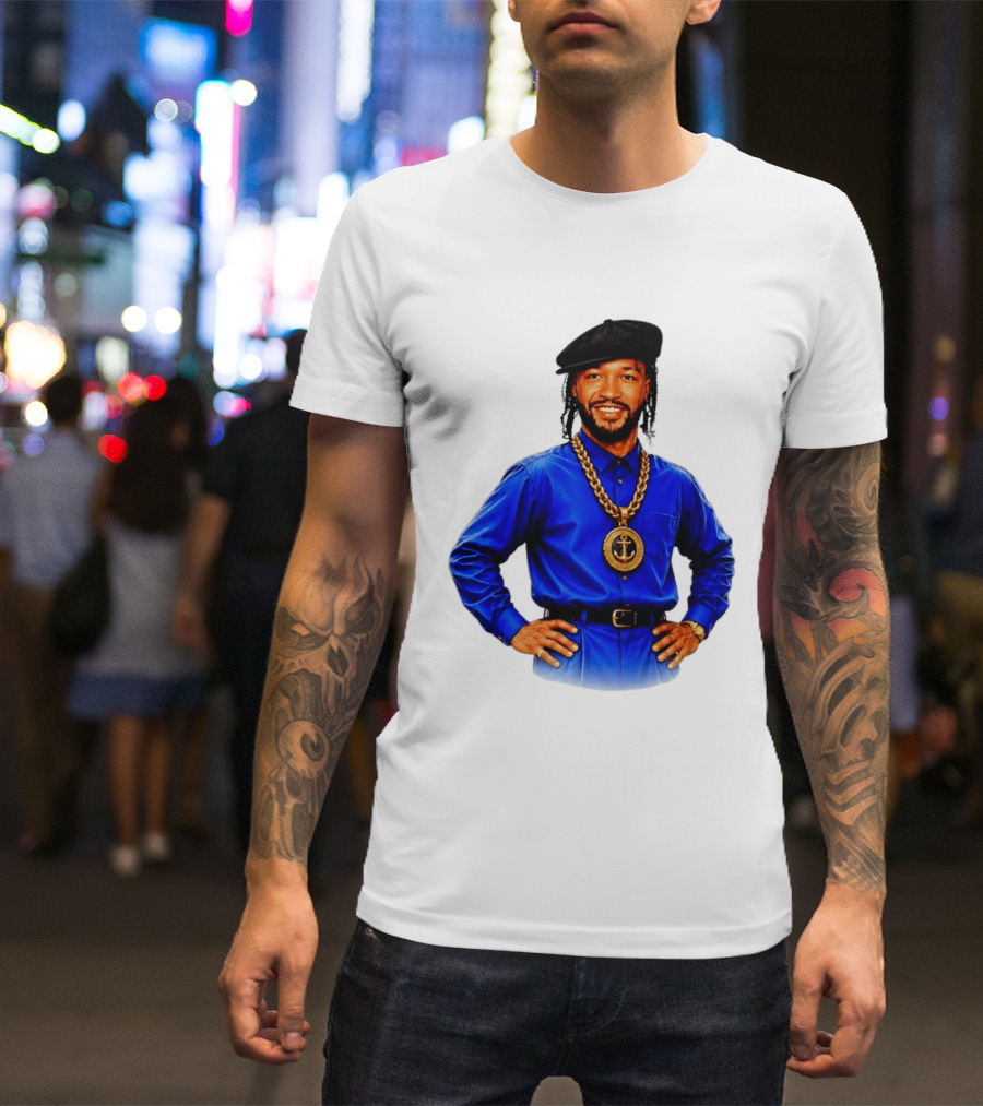 Jalen Brunson NY Knicks Always Business Never Personal Anchor Chain Beret Outfit T-Shirt