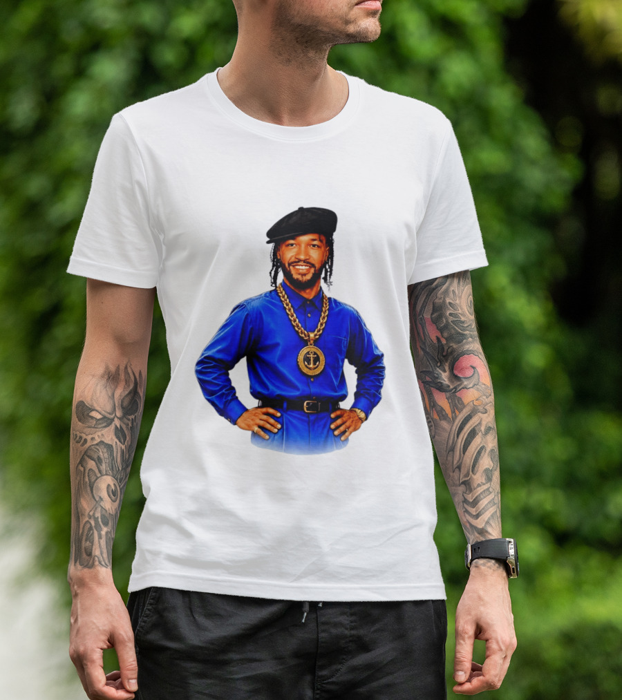 Jalen Brunson NY Knicks Always Business Never Personal Anchor Chain Beret Outfit T-Shirt