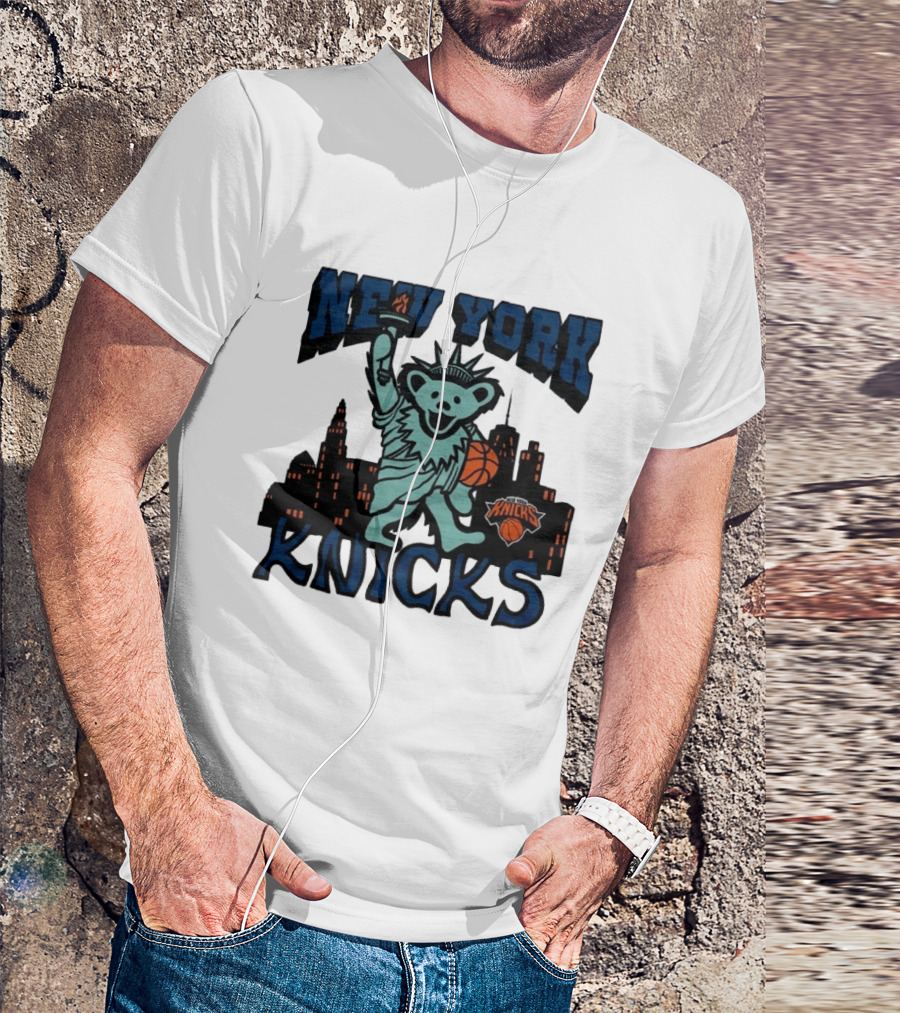 NBA Grateful Dead New York Knicks Bear Liberty Statue T-Shirt