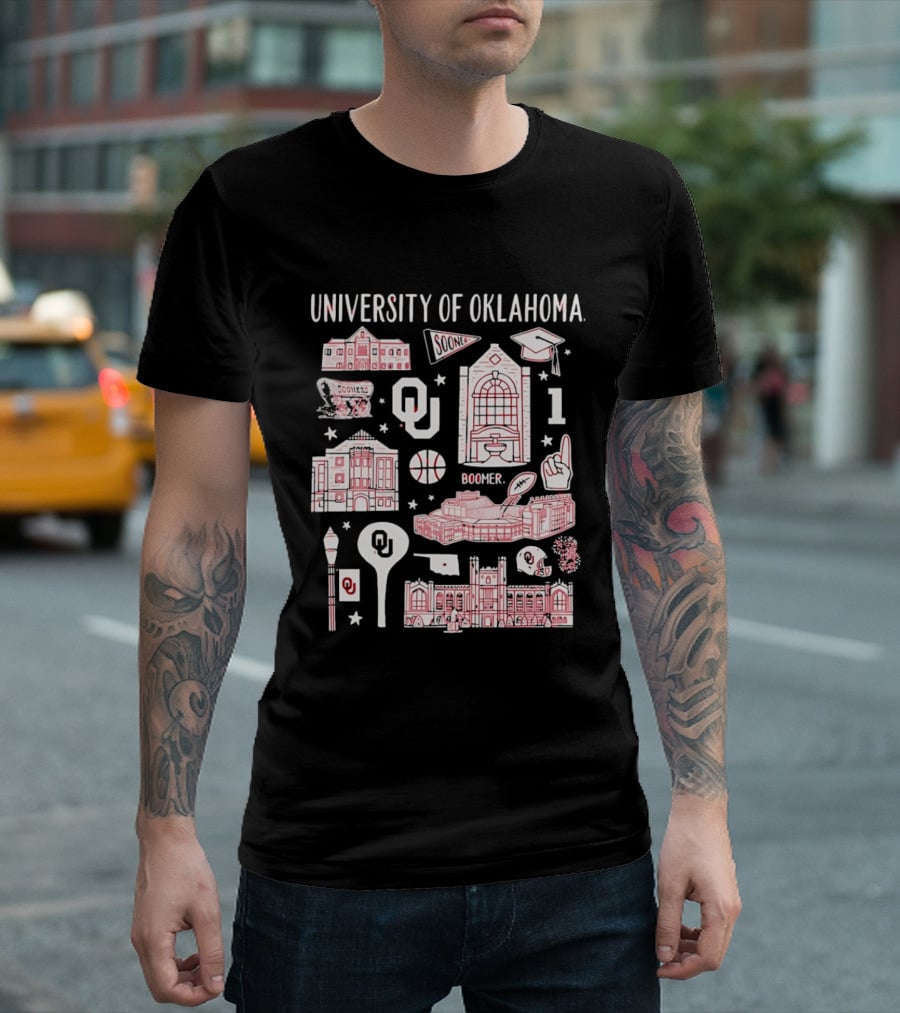 University Of Oklahoma Boomer Sooner Iconic Landmarks T-Shirt