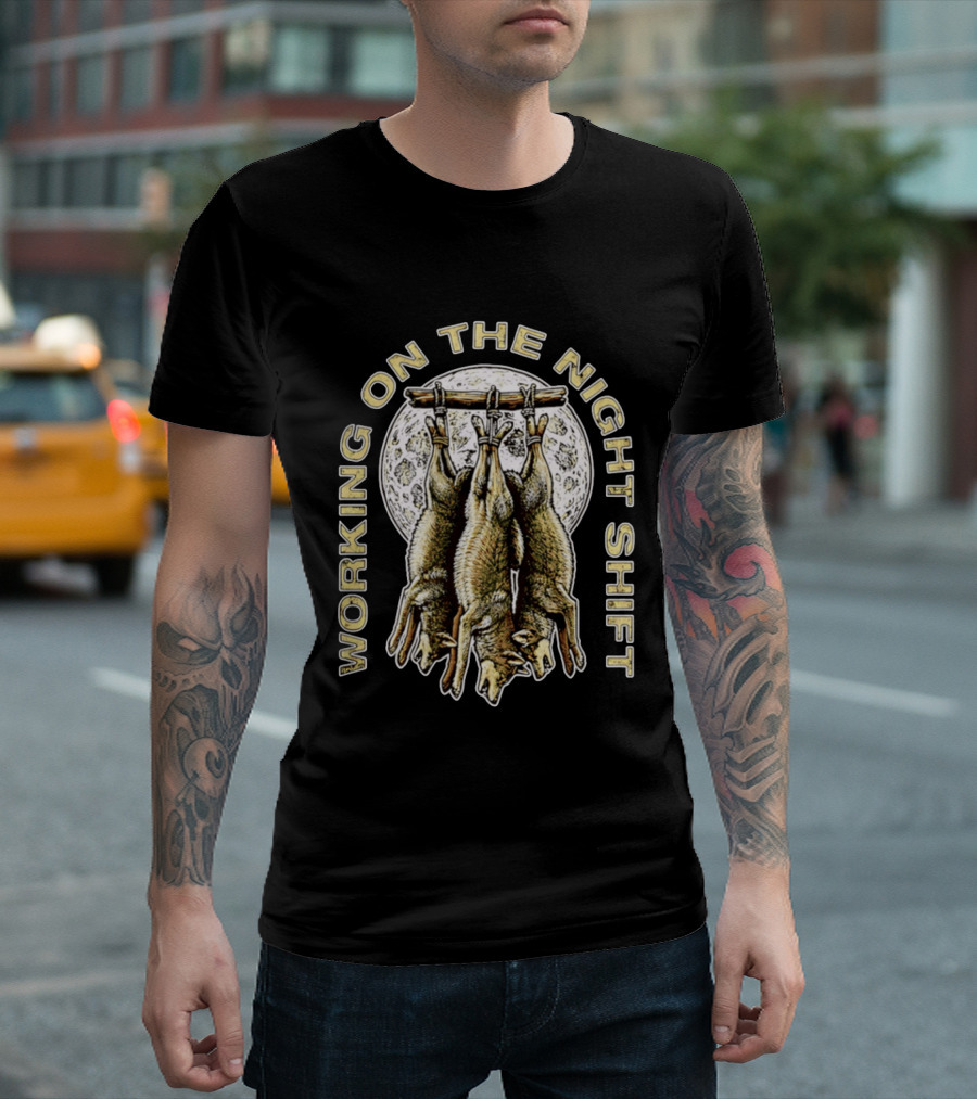 Working On The Night Shift Hanging Bats Full Moon T-Shirt