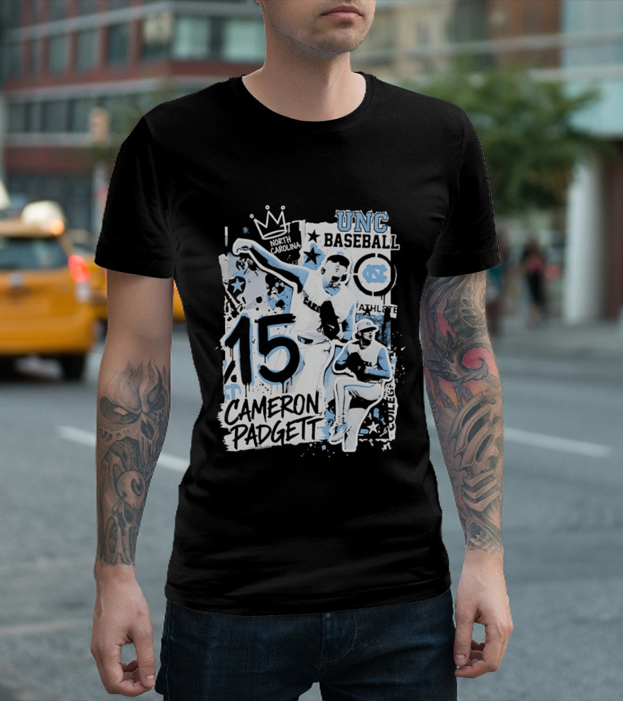 UNC Baseball Cameron Padgett 15 Tar Heels T-Shirt