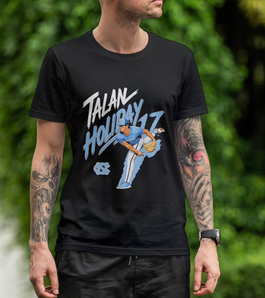 North Carolina Tar Heels Talan Holiday 17 Pitching Action T-Shirt