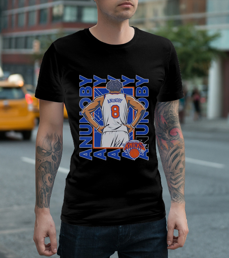 OG Anunoby Number 8 New York Knicks Basketball Icon Repeat T-Shirt