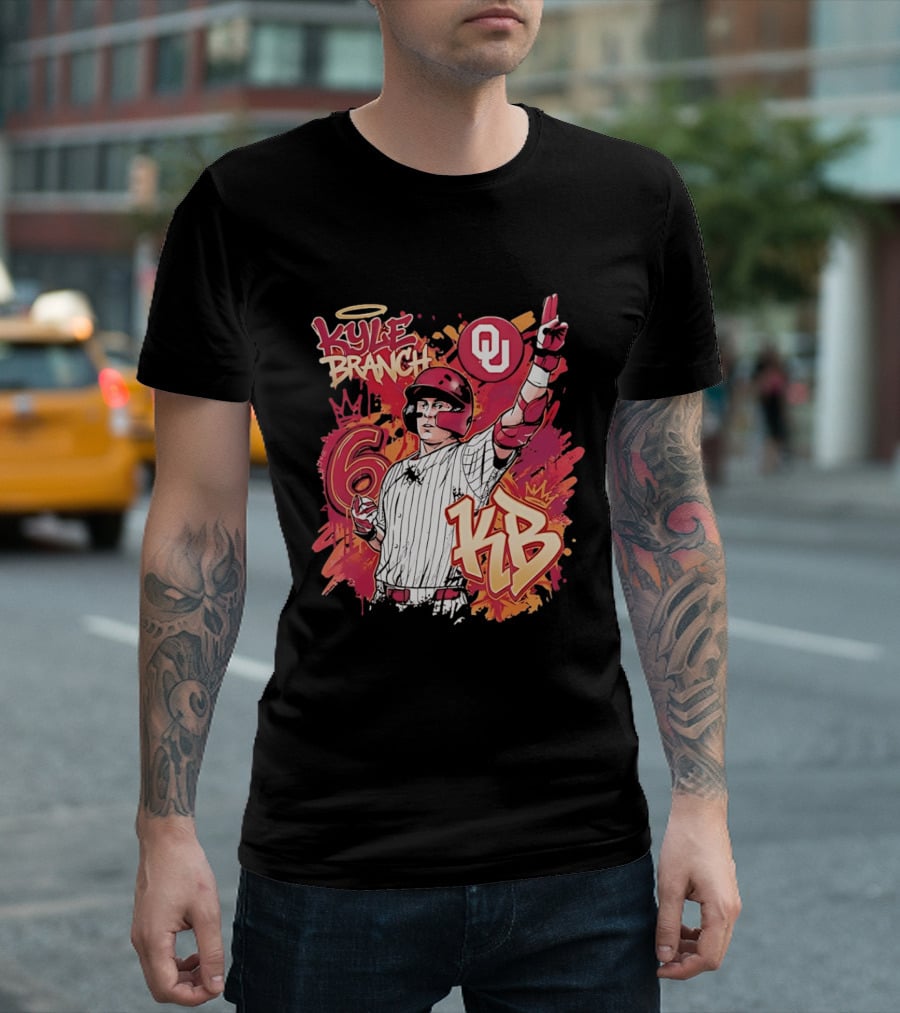 Oklahoma Sooners Kyle Branch 6 Graffiti KB T-Shirt