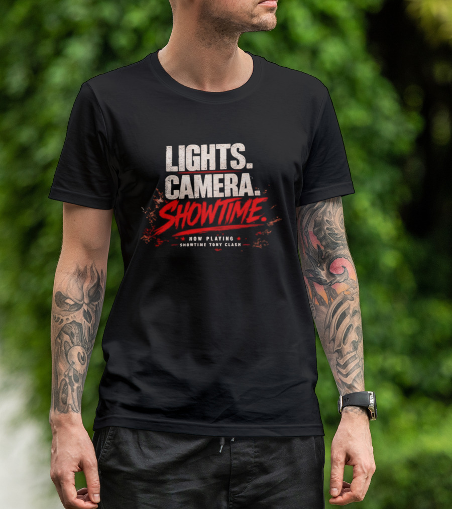 Lights Camera Showtime Now Playing Showtime Tony Clash T-Shirt