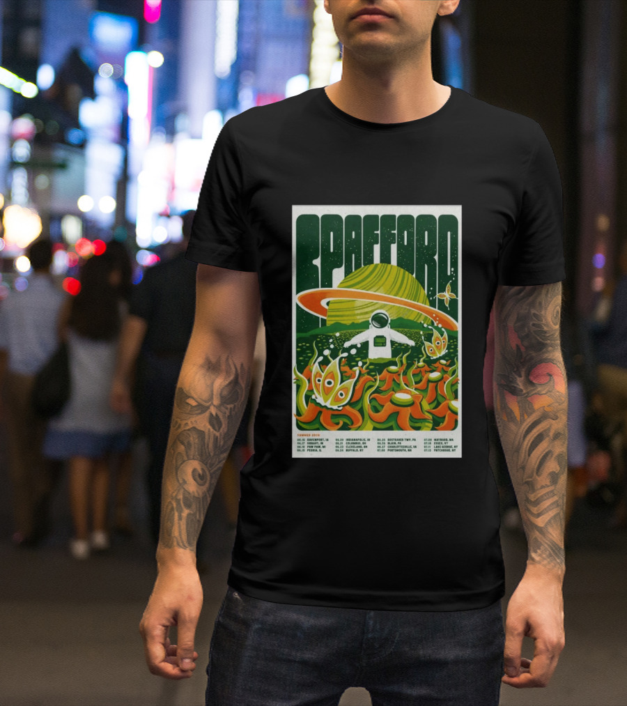 Spafford Summer 2026 Tour Space Astronaut And Alien Flowers T-Shirt