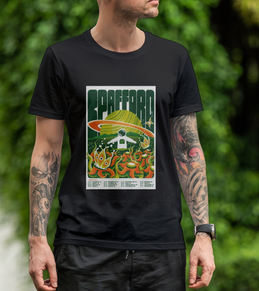 Spafford Summer 2026 Tour Space Astronaut And Alien Flowers T-Shirt