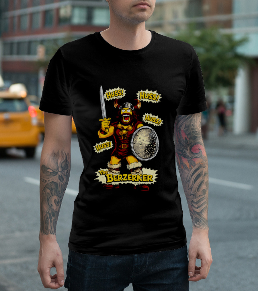 The Berzerker Huss Warrior Viking Berserker With Sword And Shield T-Shirt