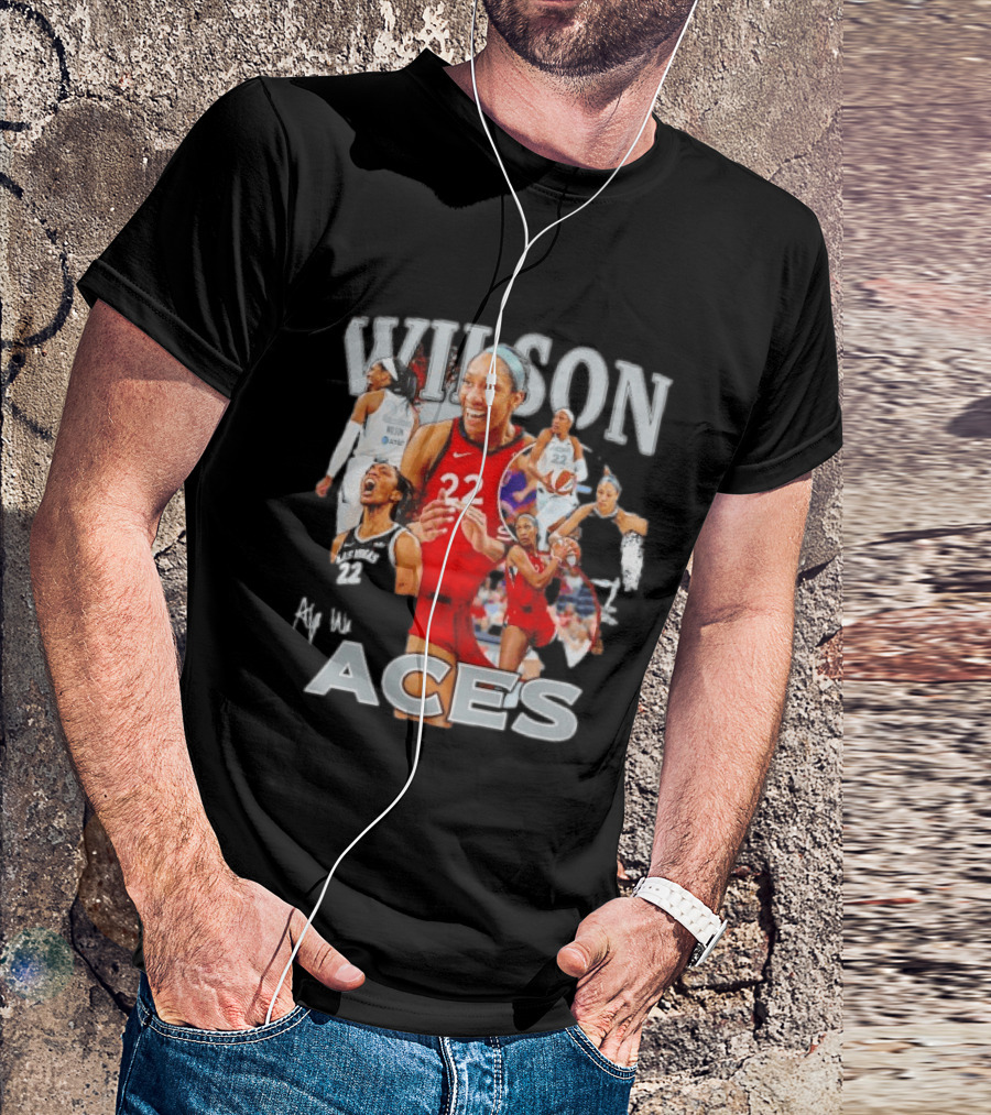A'ja Wilson Las Vegas Aces Fly With Aces Collage T-Shirt