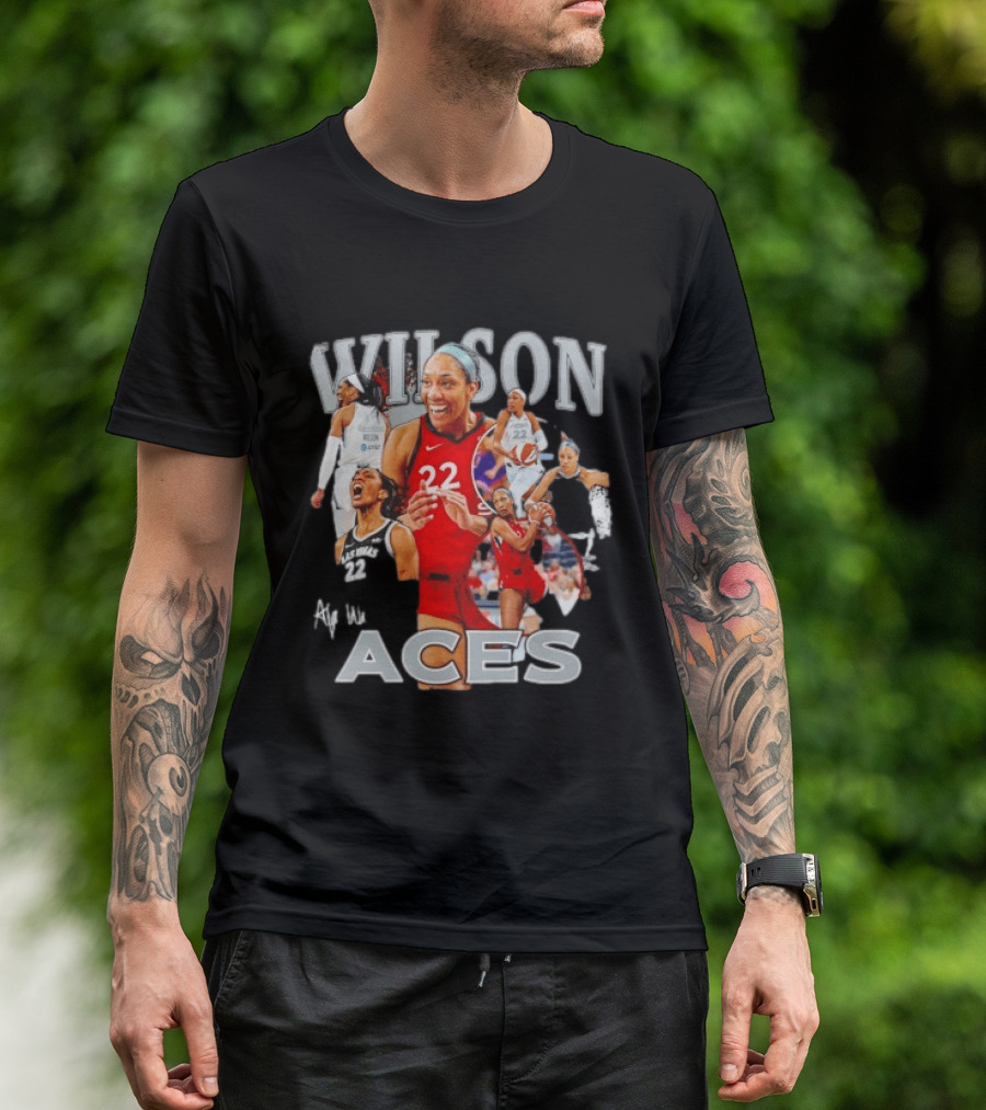 A'ja Wilson Las Vegas Aces Fly With Aces Collage T-Shirt