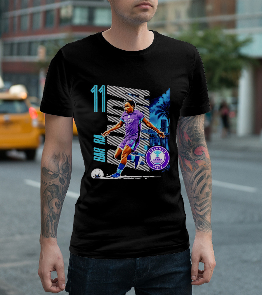 Barbra Banda Orlando Pride Skyline 11 Soccer Blue Palm Trees T-Shirt