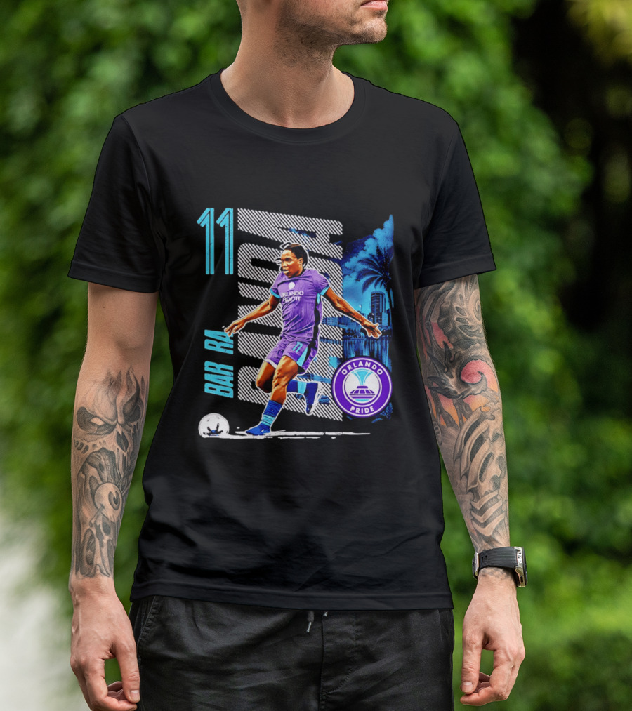 Barbra Banda Orlando Pride Skyline 11 Soccer Blue Palm Trees T-Shirt