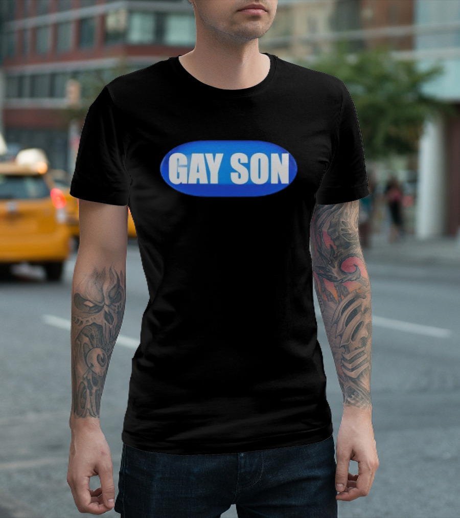 Gay Son Pill Blue Oval T-Shirt