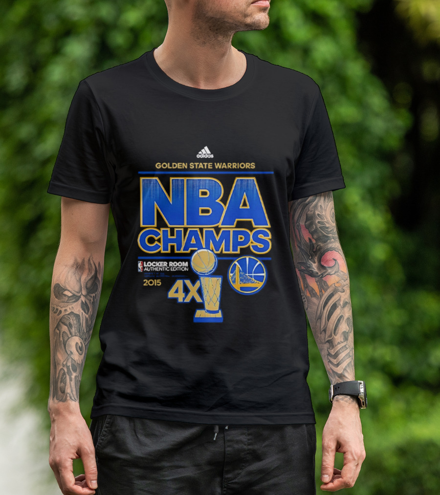 Golden State Warriors NBA Champs 2015 4X Locker Room Authentic Edition T-Shirt