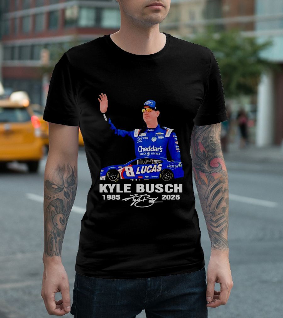 Kyle Busch 1985 2026 Lucas Oil Cheddar's Scratch Kitchen T-Shirt
