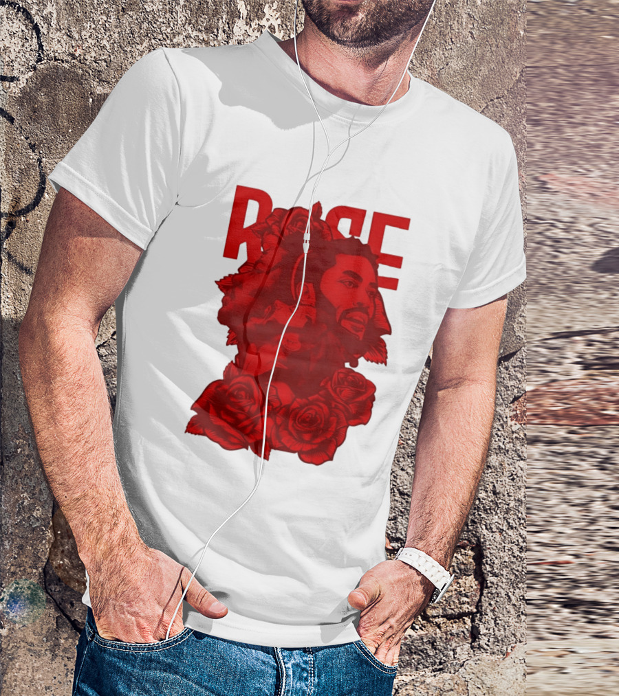 Derrick Rose Red Rose Portrait With Decorative Roses T-Shirt