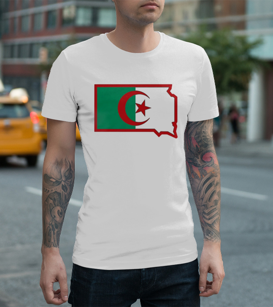 Lawrence Of Algeria Flag State Outline With Crescent And Star T-Shirt