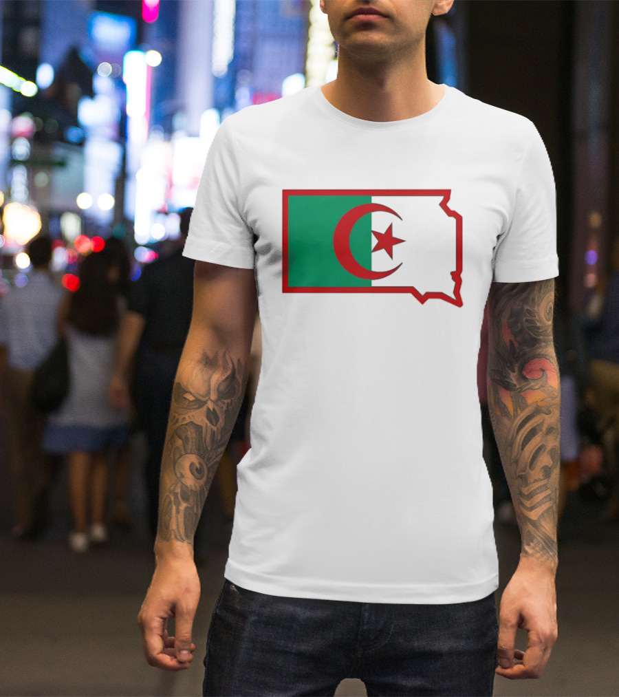 Lawrence Of Algeria Flag State Outline With Crescent And Star T-Shirt