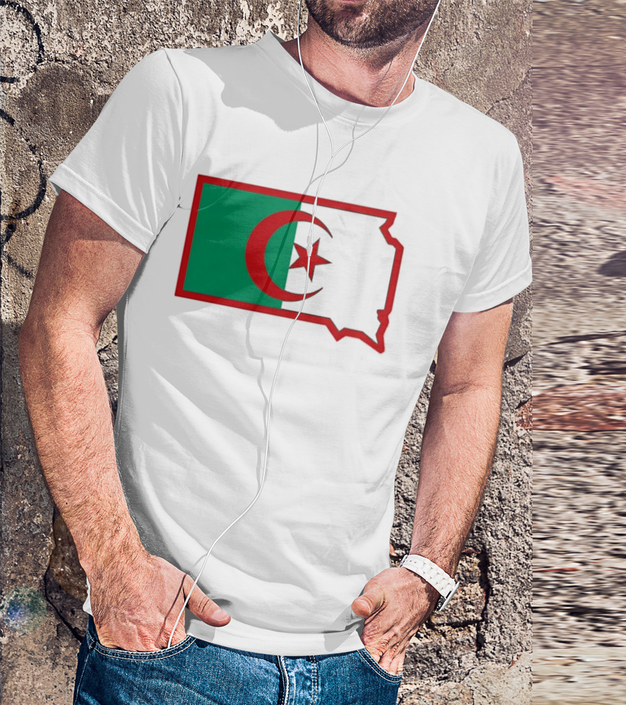 Lawrence Of Algeria Flag State Outline With Crescent And Star T-Shirt