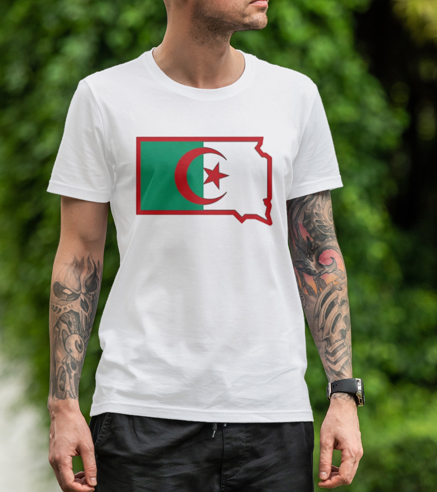 Lawrence Of Algeria Flag State Outline With Crescent And Star T-Shirt
