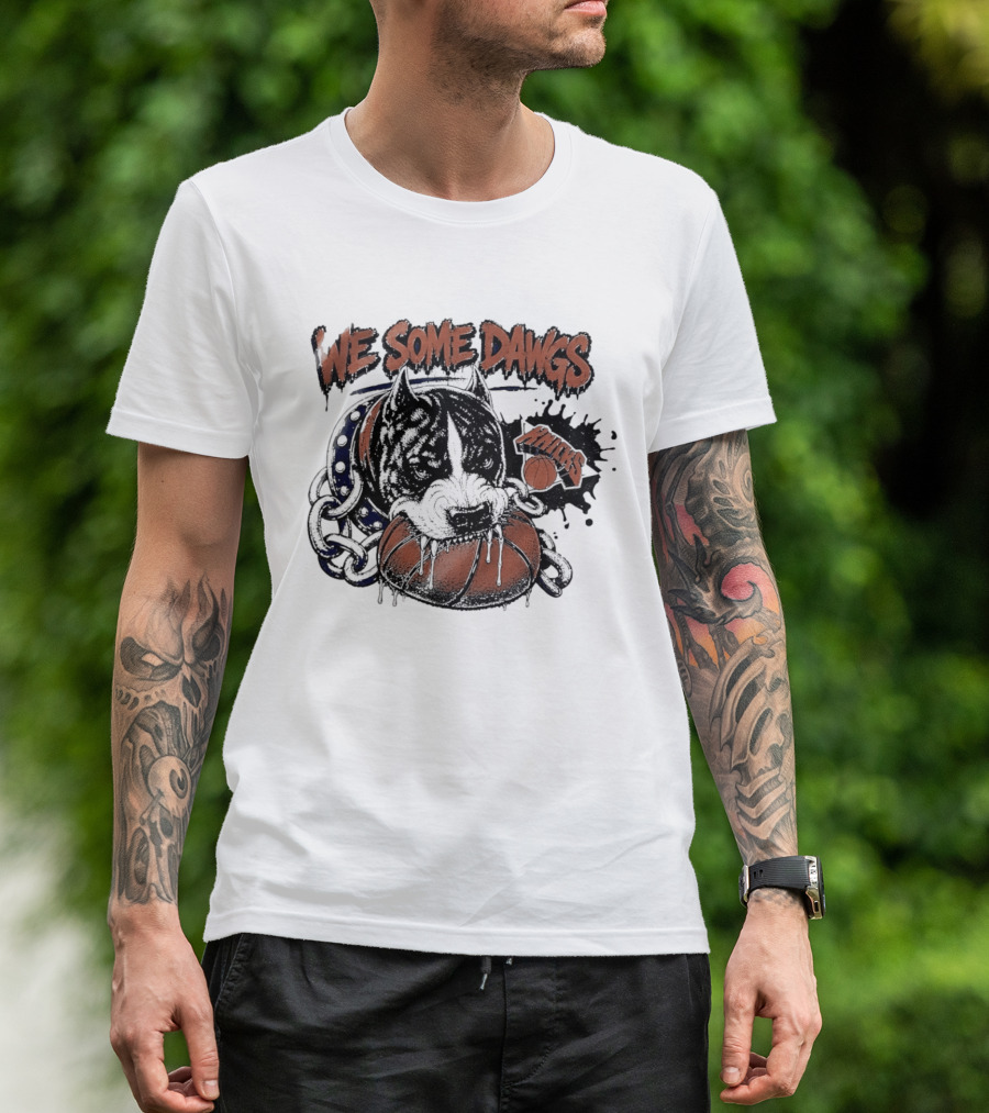 We Some Dawgs Knicks Basketball Pitbull Chain Dripping T-Shirt