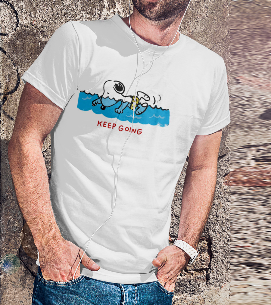 Peanuts Snoopy Swimming Keep Going Inspirational Motivation T-Shirt