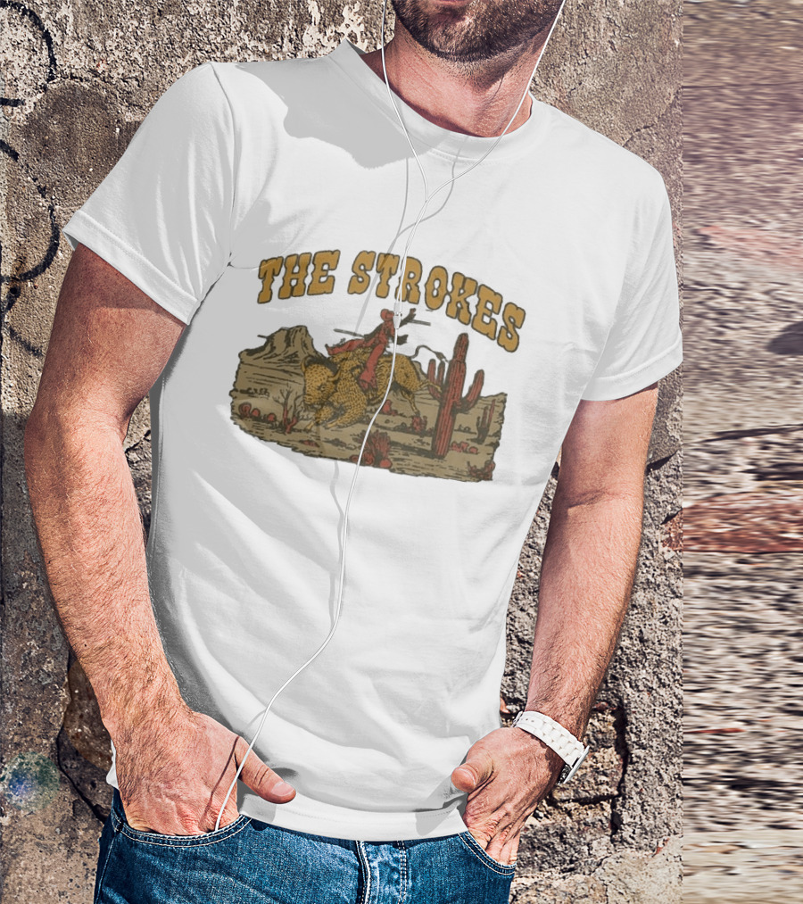 The Strokes Western Bull Rider Desert Scene T-Shirt